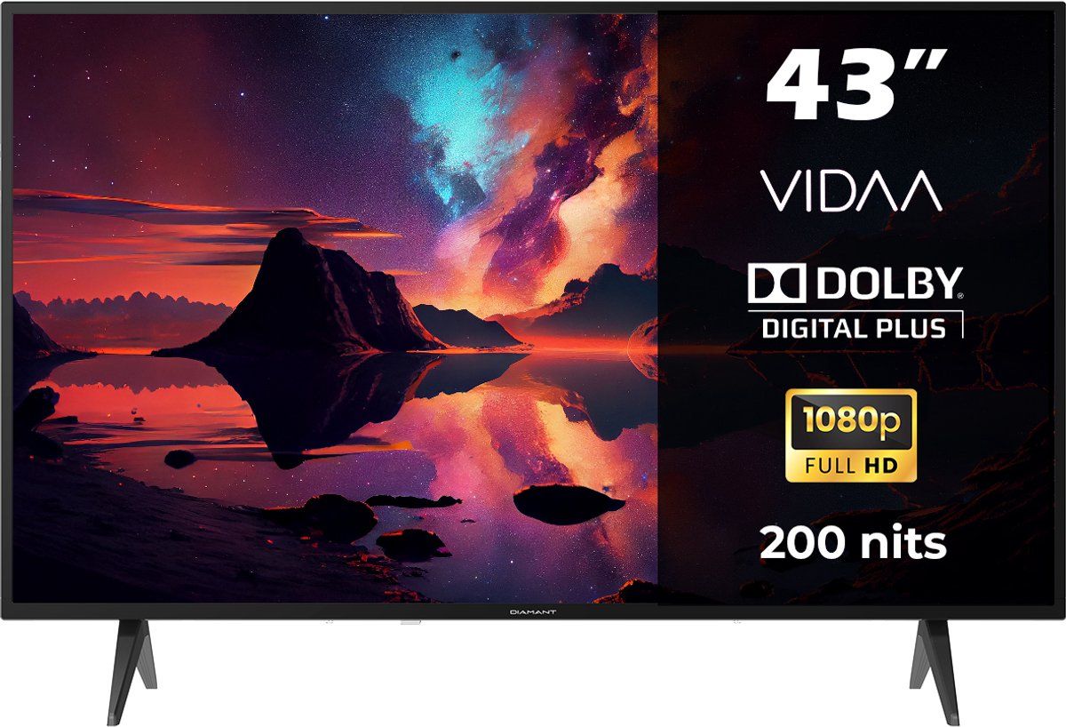 Horizon 43"Smart Tv - Full Hd Led - WiFi - Netflix - Dolby Digital Plus - Laag Energieverbruik - Zwart