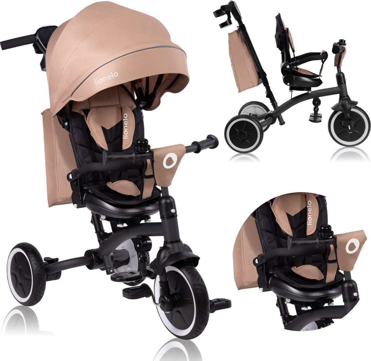 Lionelo Tris Plus - Driewieler 2-in-1 - Geschikt Voor 9 Maanden Tot 5 Jaar - Beige Sand