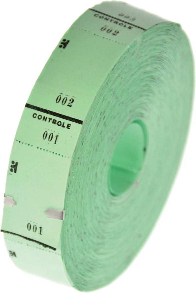 Merkloos Rol 10000 Tickets - Ticketrol 1000x10 Stuks - Groen (10 Rollen)