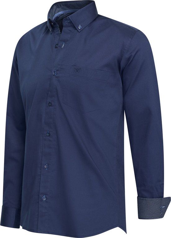 Merkloos Cappuccino Italia - Heren Overhemden Navy Maat L