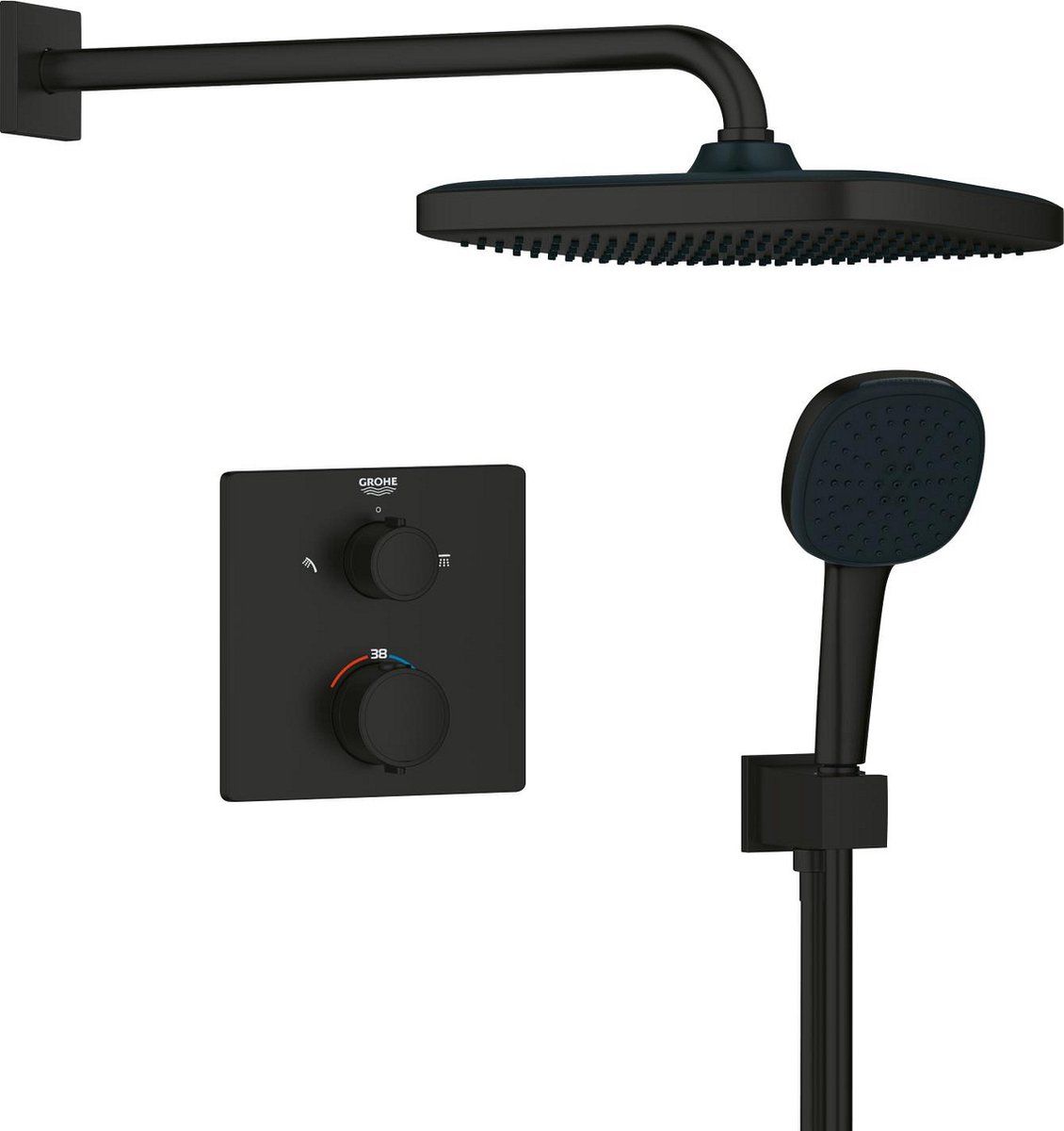 GROHE Precision - Inbouw douchesysteem - Thermostaatkraan met Rain Spray - Matte Black