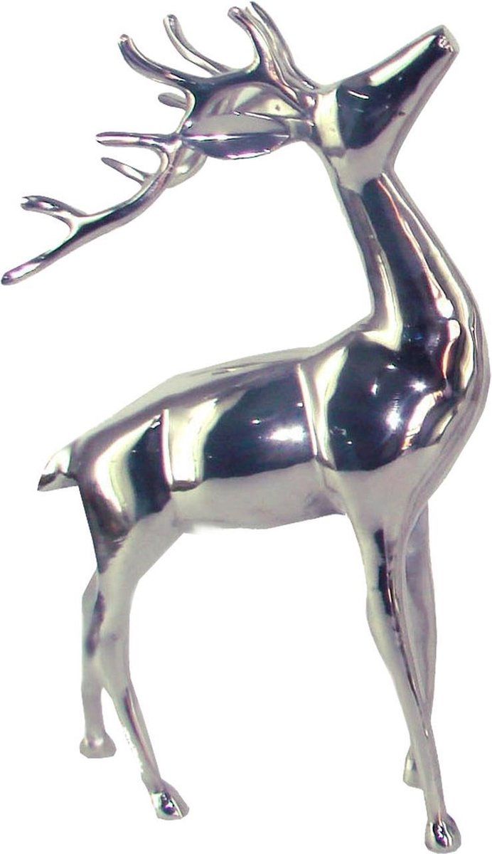 Merkloos Beeld Staand Hert 28x13x41 Cm Zilver