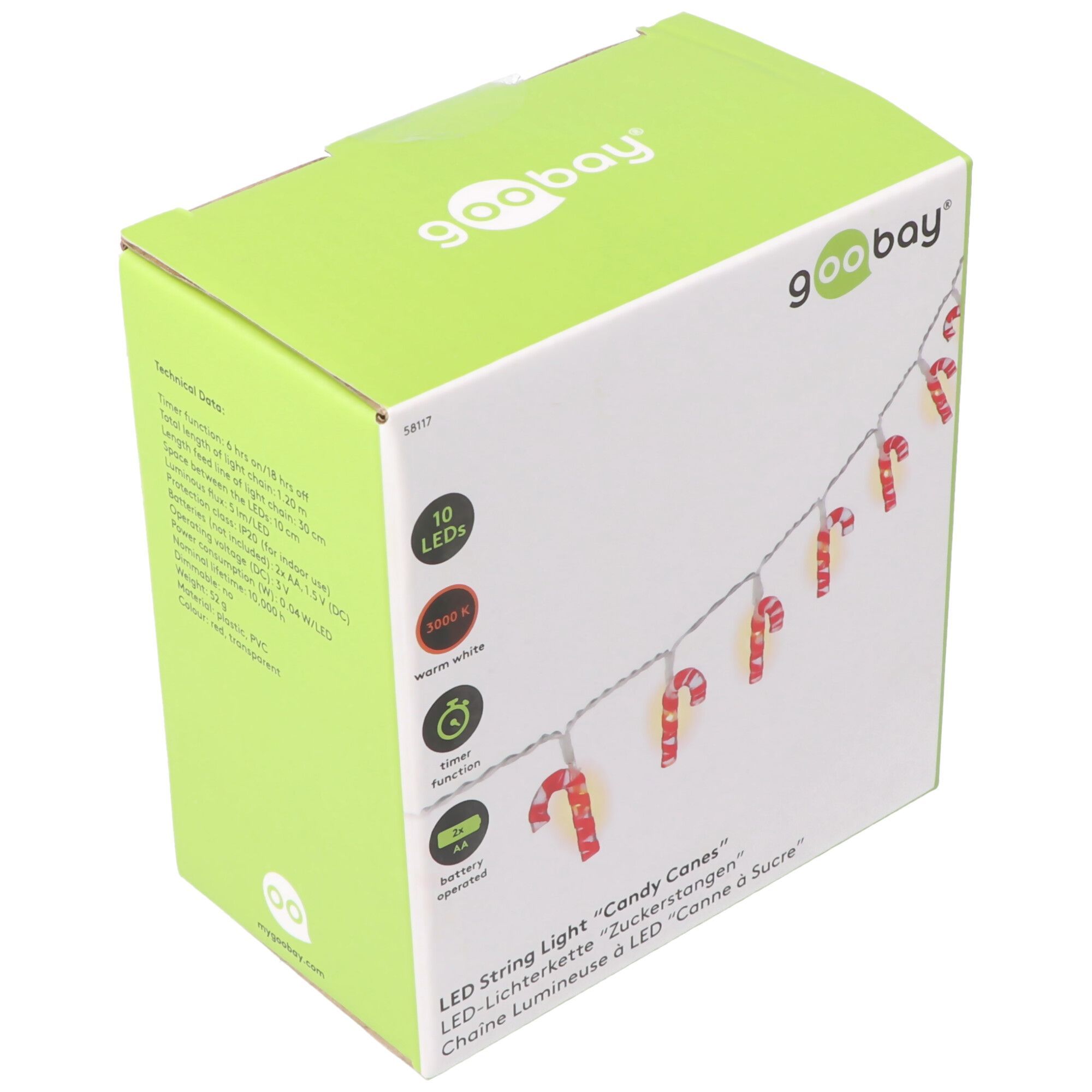 LED Lichtketting - 10 Snoepstokken - Timerfunctie - Warm wit