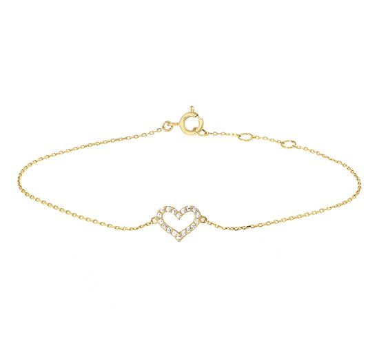 Marie Celeste armband hart zirkonia 16,5 - 18,5 cm - Goud