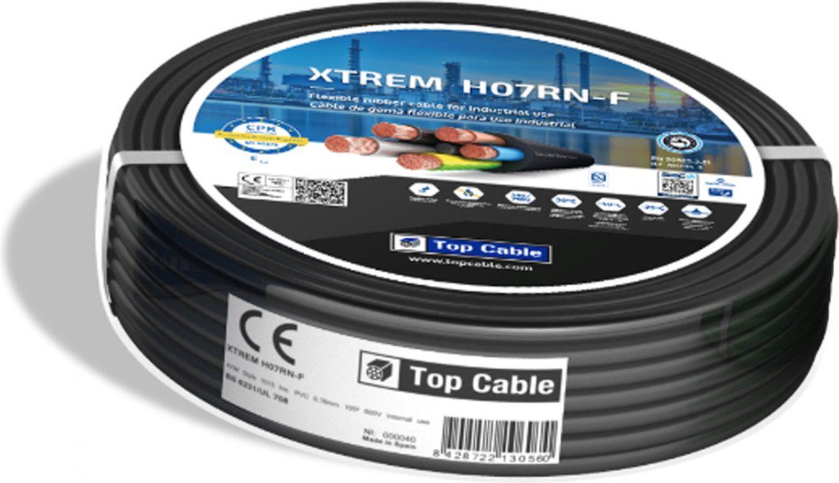 Hoftronic Xtrem - Buitenkabel 25 Meter (3x1, 5m²) - Waterdicht En Flexibel - Zwart/grijs