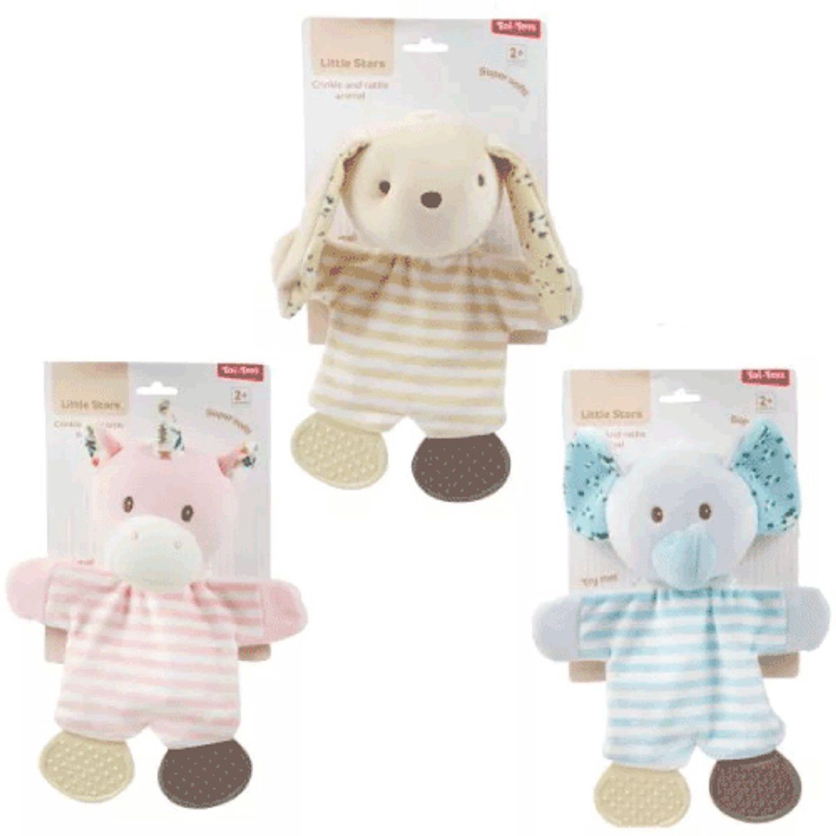 Toi Toys Baby knisperdoek - Bijtring met knispergeluid - Willekeurig