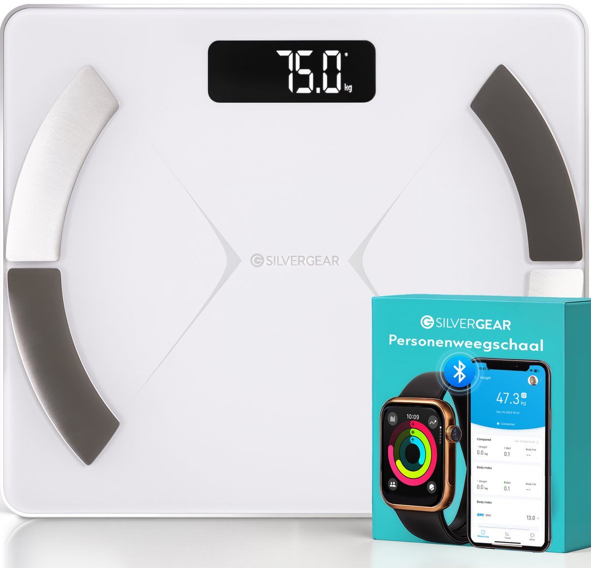 Silvergear Slimme Personenweegschaal - Lichaamsanalyse 14x - Wit