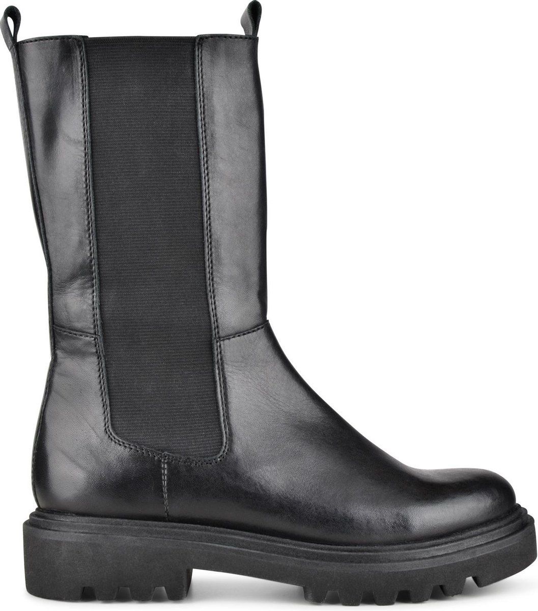 PS Poelman Saturno - Dames Chelsea Laarzen met Ritssluiting - Chunky Plateauzool 4 cm - Zwart