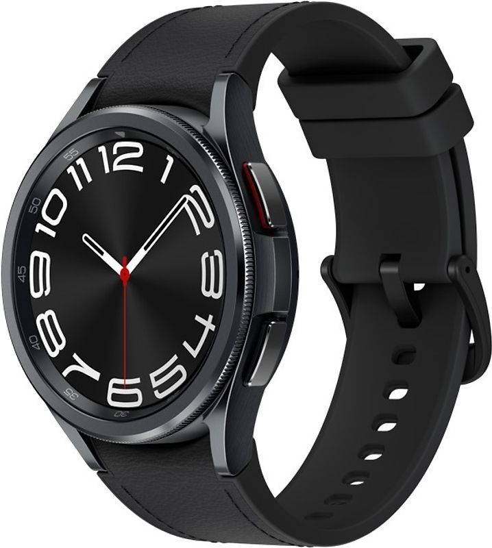 Samsung Galaxy Watch6 Classic 43 mm roestvrij staal kast black op leren bandje S/M graphite - wifi + 4G
