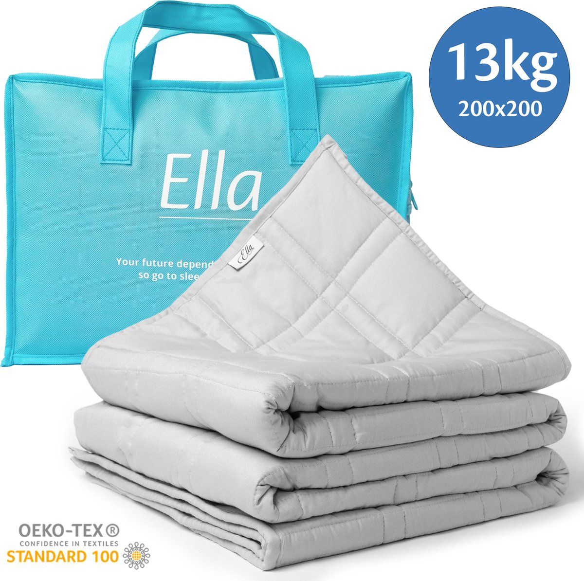 Ella Verzwaringsdeken 13kg - 200 X 200cm - Oeko-Tex Katoen - Lichtgrijs