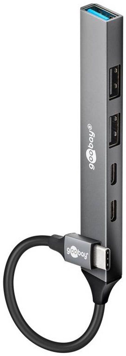 Goobay 74460 - USB-C Hub - 5 poorten met Power Delivery - Grijs