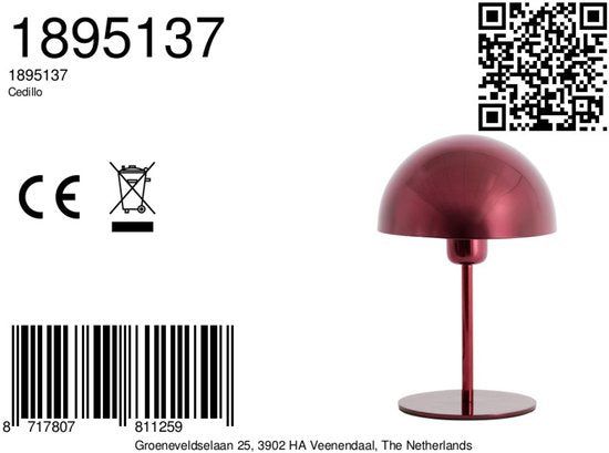 Light & Living Tafellamp Cedillo - Rood - 18x28 Cm