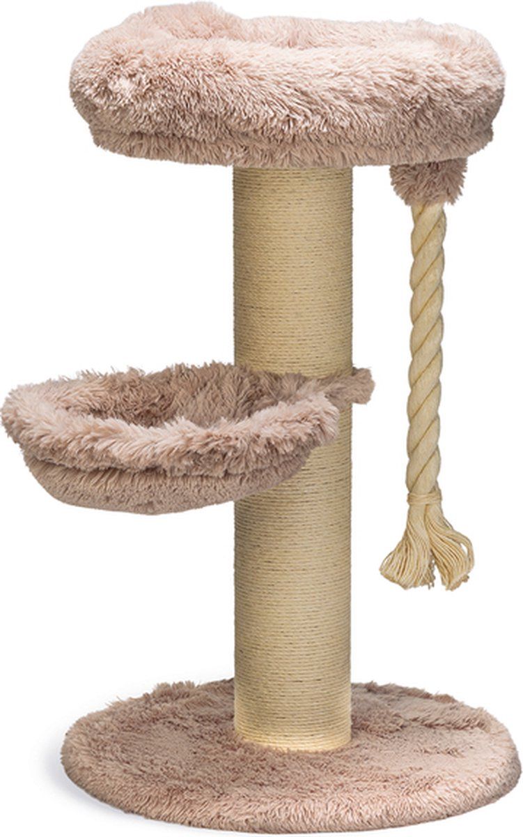 Beeztees Ramiro - Krabpaal - 2 ligplekken - Taupe - 70x70x120 cm