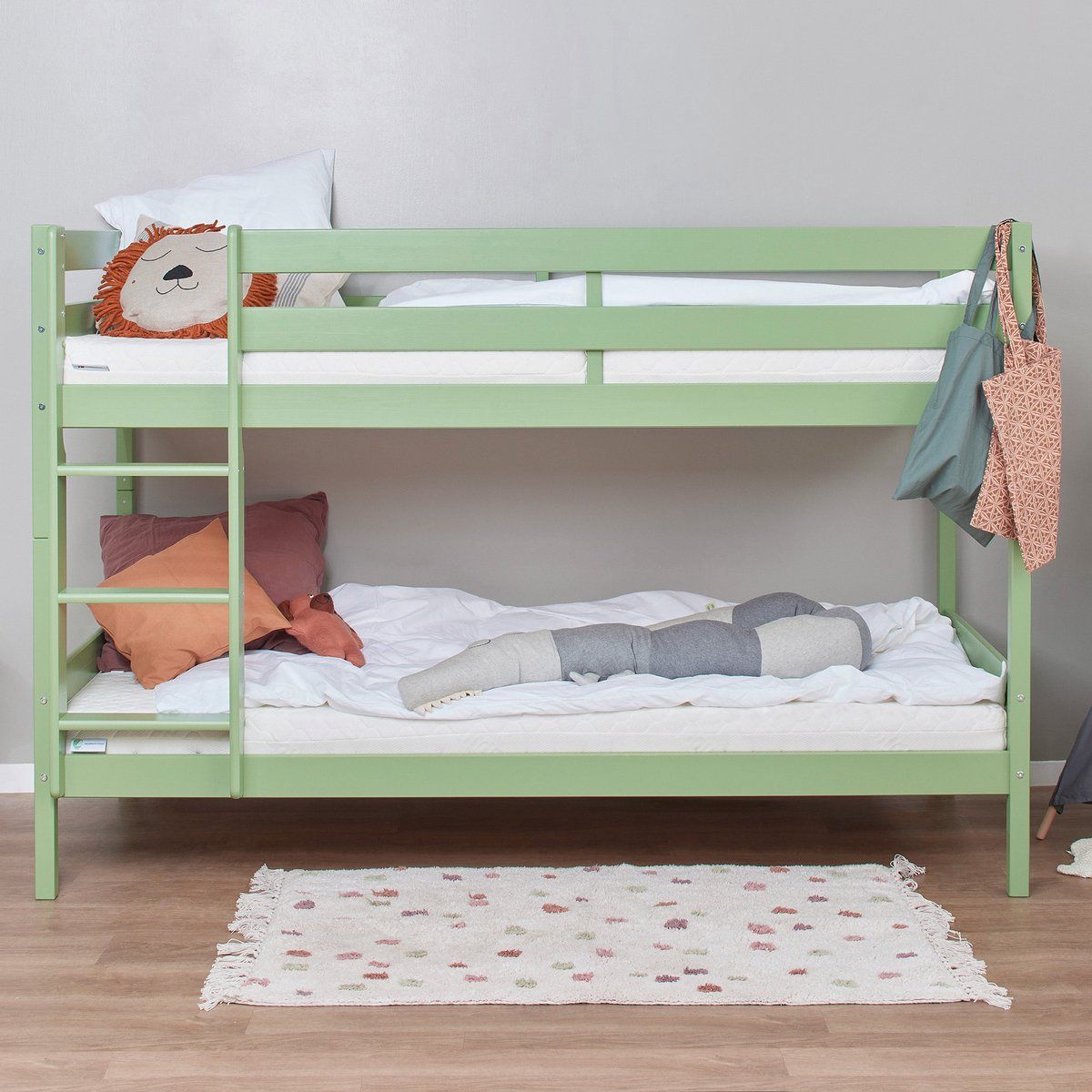 Hoppekids Eco Comfort Stapelbed 90x200 Cm Met Lattenbodem, Bleekgroen, Eco-gecertificeerd Fsc-hout, Massief Grenenhout, Lak Op Waterbasis, Gemaakt In De Eu, 10