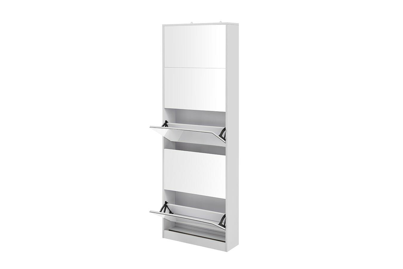 Merkloos Feel Furniture - Schoenenkast Met Spiegel - 5 Laden - Wit