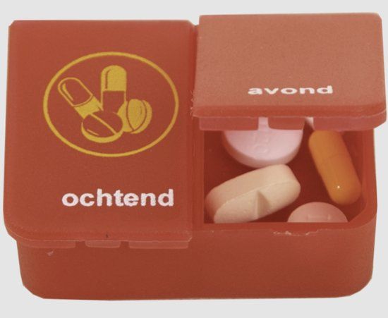 Klein pillendoosje - 1 dag - 2-vaks - Rood