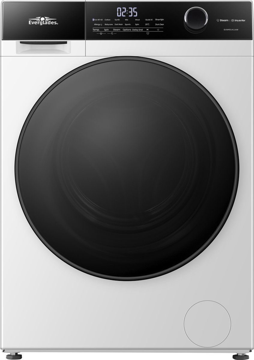 Everglades EVWM91411AW - Wasmachine Voorlader - 9 Kg - 1400 Rpm - 72 Db
