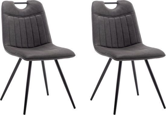 Criks Leon - Eetkamerstoel - Microvezel Antraciet (set Van 2)