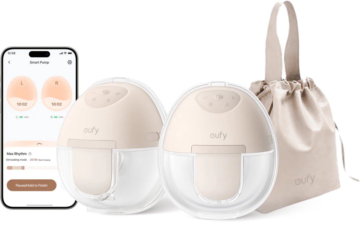 Eufy Draagbare Borstkolf E10 - Handsfree Elektrische Borstkolf - App-bediening 17mm - 24mm Borstschilden
