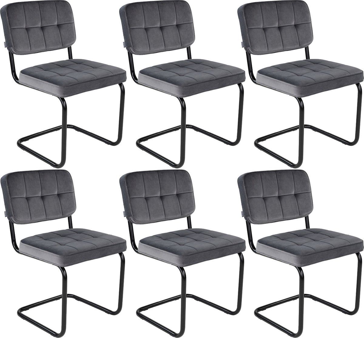 Kick Buisframe Stoel Ivy Donkergrijs - Set Van 6