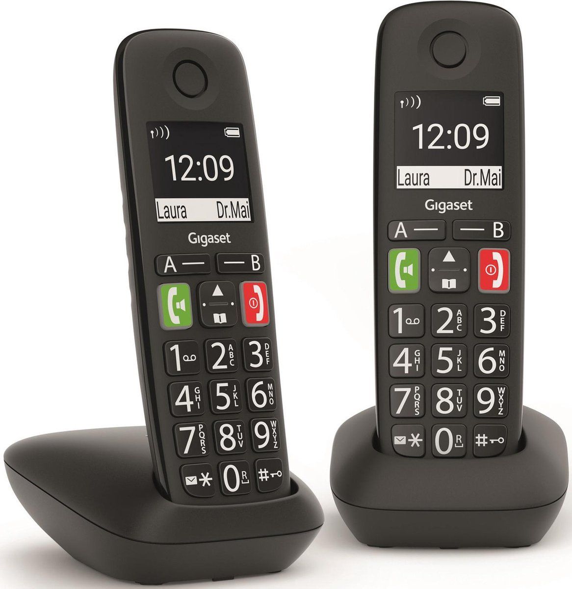 Gigaset E290M - Dect-set Duo - Grote Toetsen En Handsfree Functie - Zwart