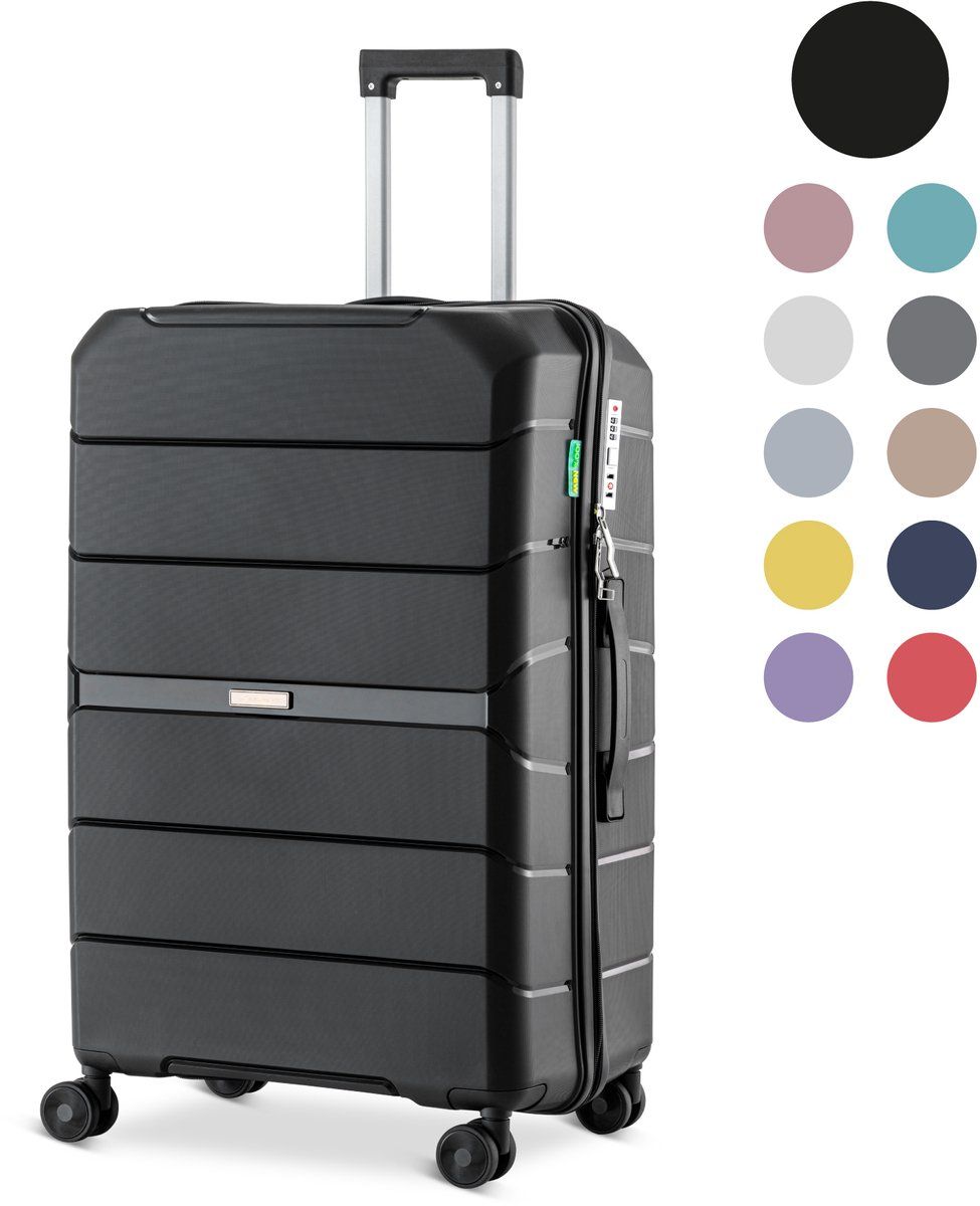 Skycases Urban Adventurer - Medium Reiskoffer - Cijferslot - 44x27x66cm - 79L - Zwart V2