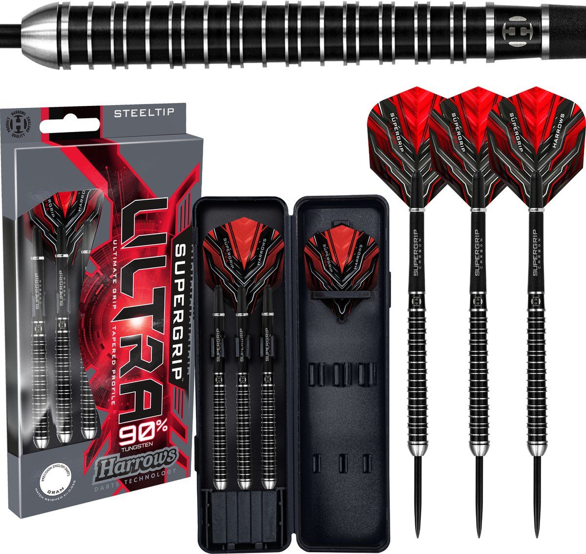 Harrows Supergrip Ultra - Steeltip dartpijl - 90% tungsten 28 g