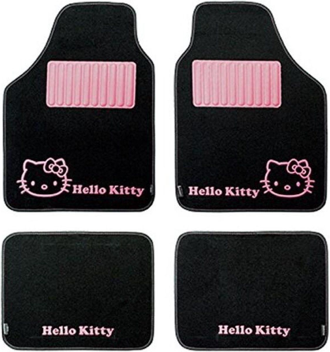 Hello Kitty KIT3013 - Vloermattenset - Antislip - Zwart Roze (4 pcs)