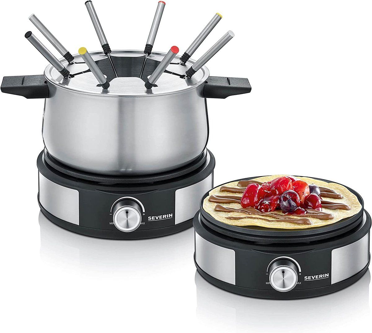 RVS / Zwart Fondue-crêpes-combi