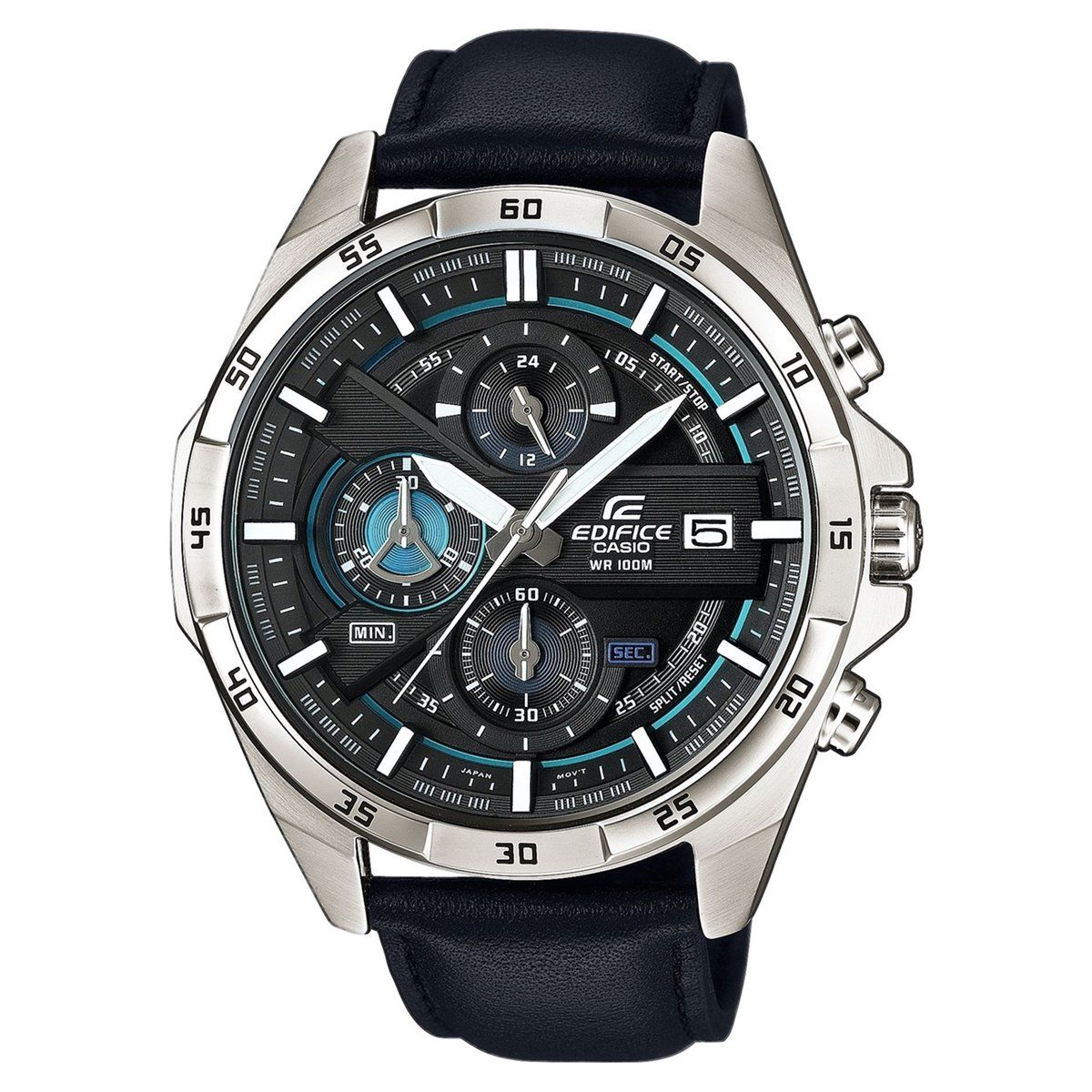 Casio Edifice Efr-556L-1AVUEF - Herenhorloge - Quartz - 49 Mm - Zwart Leer