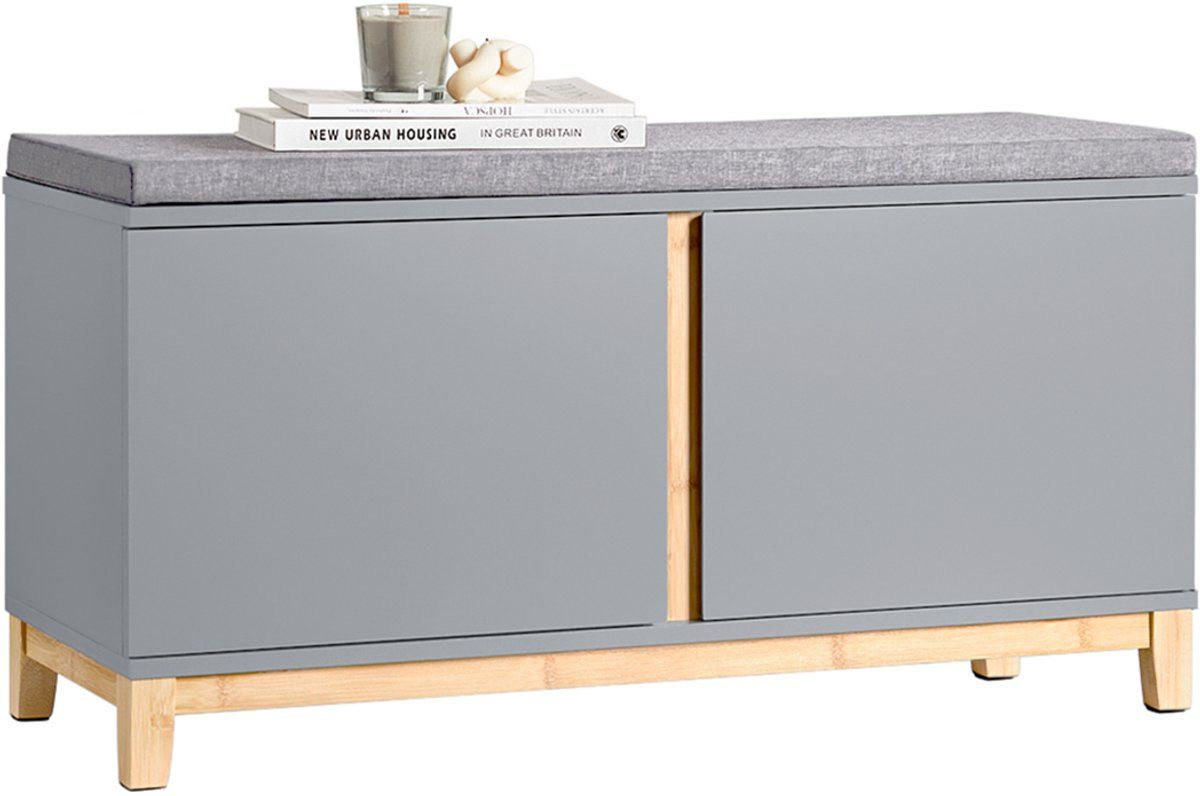 SoBuy FSR117-Hg - Schoenenbank - 2 Deuren - Grijs