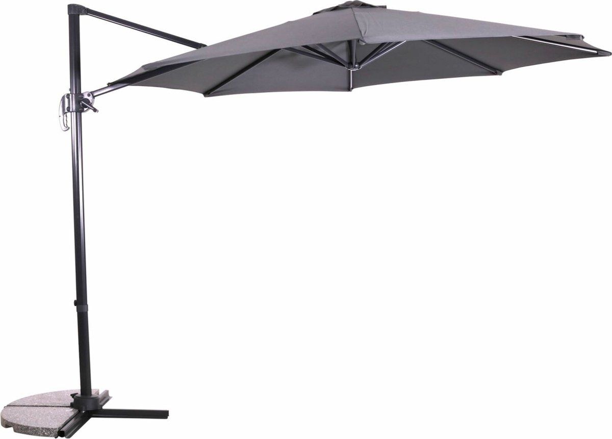 Lesli Zweefparasol Libra GrijsØ300 Cm - Inclusief Kruisvoet&hoes
