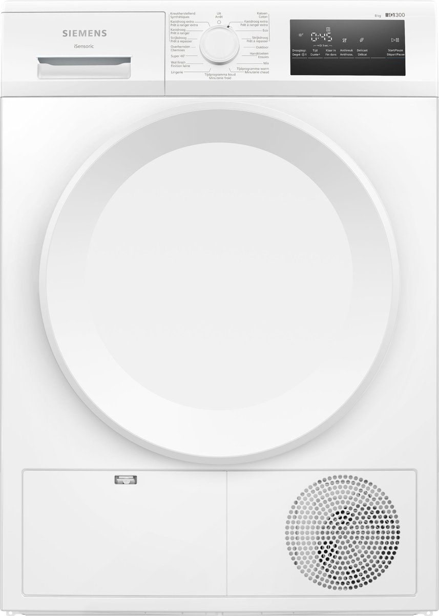 Siemens WT43H00AFG - IQ300 - Warmtepompdroger - 8 Kg - AutoDry - Stil 65 Db - Nl/Fr Display