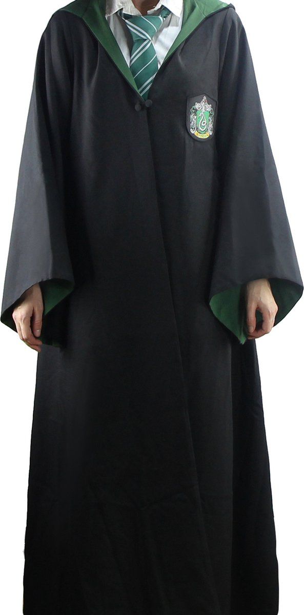 Cinereplicas Harry Potter - Slytherin Wizard Robe - Officiële Slytherin Kleuren Met Capuchon - Zwart (M)
