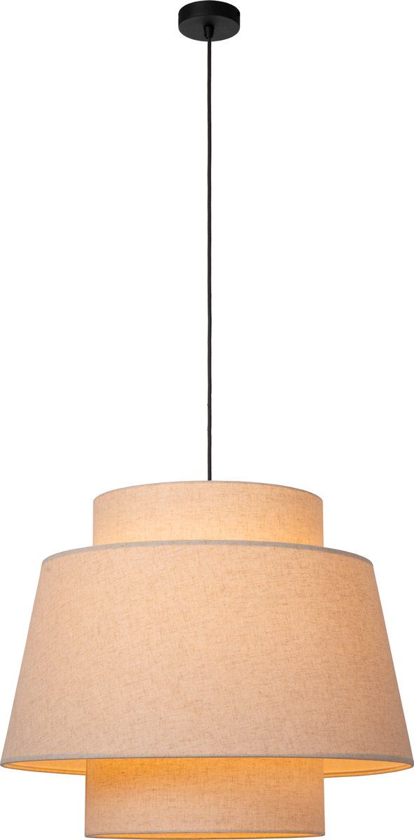 Lucide Tribute - Hanglamp -Ø 60 Cm - Hoogwaardig Textiel - Beige