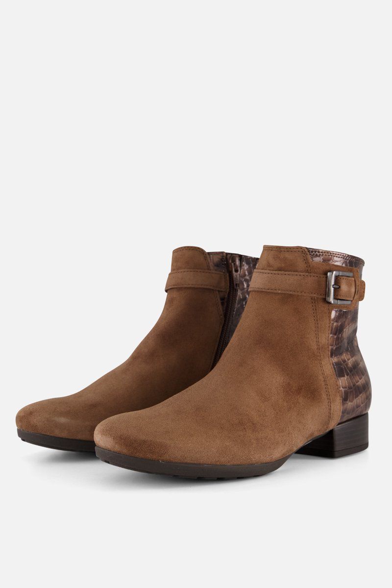 Gabor Enkellaarsjes - Suede - Croco Details - Bruin (2025)