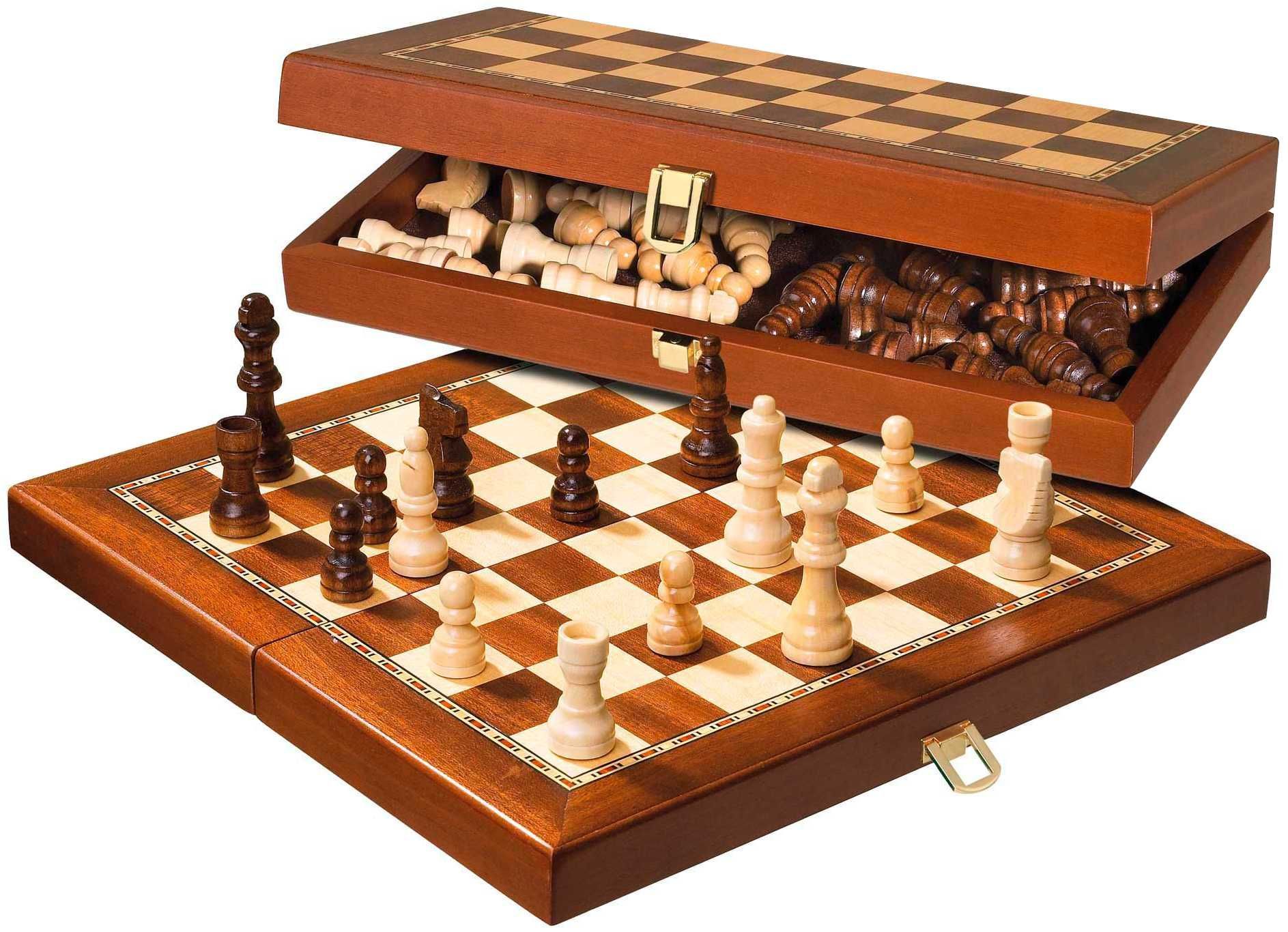 Reisschaak 2614 - Schaakcassette - Magnetisch - Ahorn / Mahonie - 40 x 20 x 5 cm