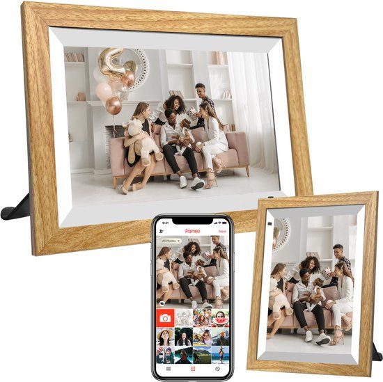 BestHome® Premium 10.1 Inch Digitale Fotolijst Met Wifi, Xl Ips Scherm, Houten Frame En Frameo