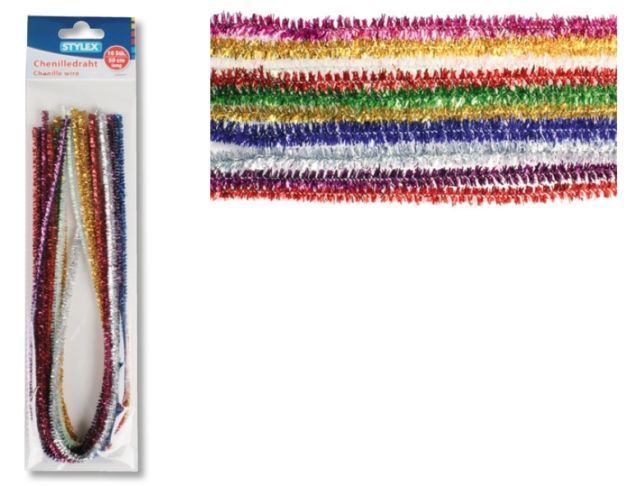 Glitter Chenille Draad 50cm - 10 Kleuren - 46742