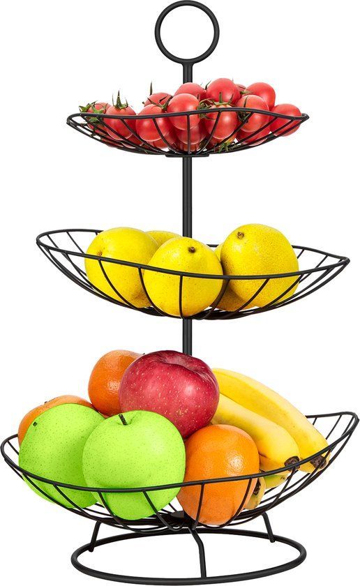 Vaive Tri-Fruitique - Fruitschaal 3 Laags - Zwart
