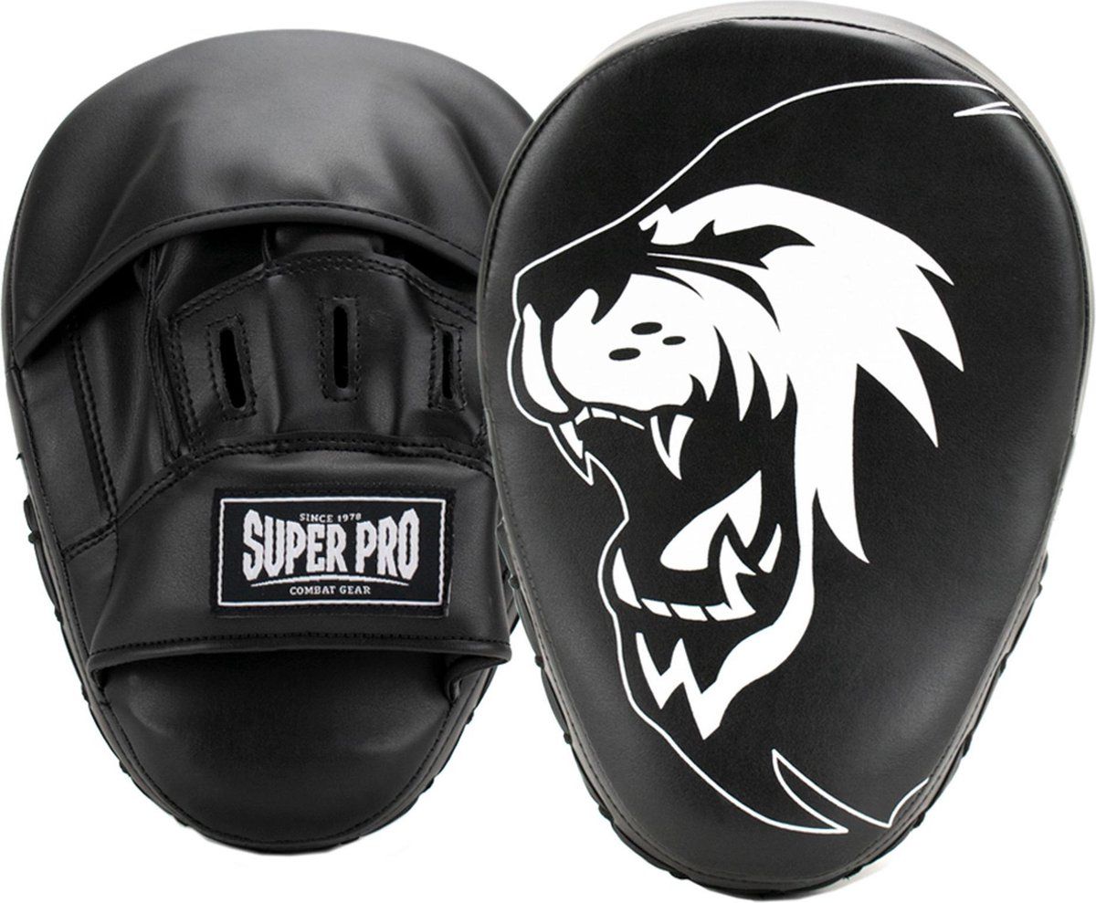 Super Pro Combat Gear - Handpads Curved Pu - Schokabsorberende Padding - Zwart/Wit (2 Stuks)