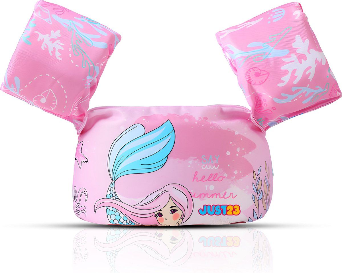 JUST23 Puddle Jumper Zeemeermin - Zwemvest en zwembandjes - Verstelbaar voor 14-25 KG - Roze
