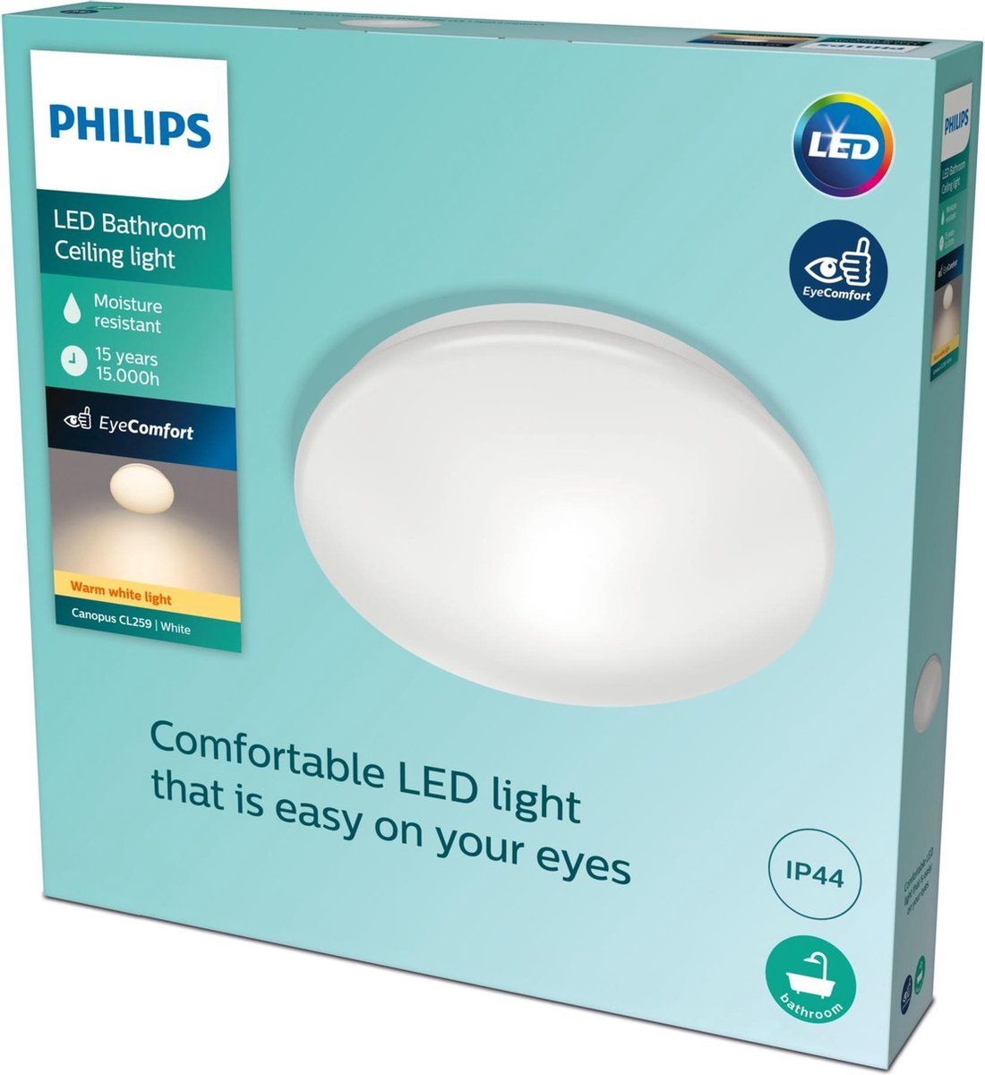 Philips Canopus - Badkamer plafondlamp - LED - 39 cm - Chroom