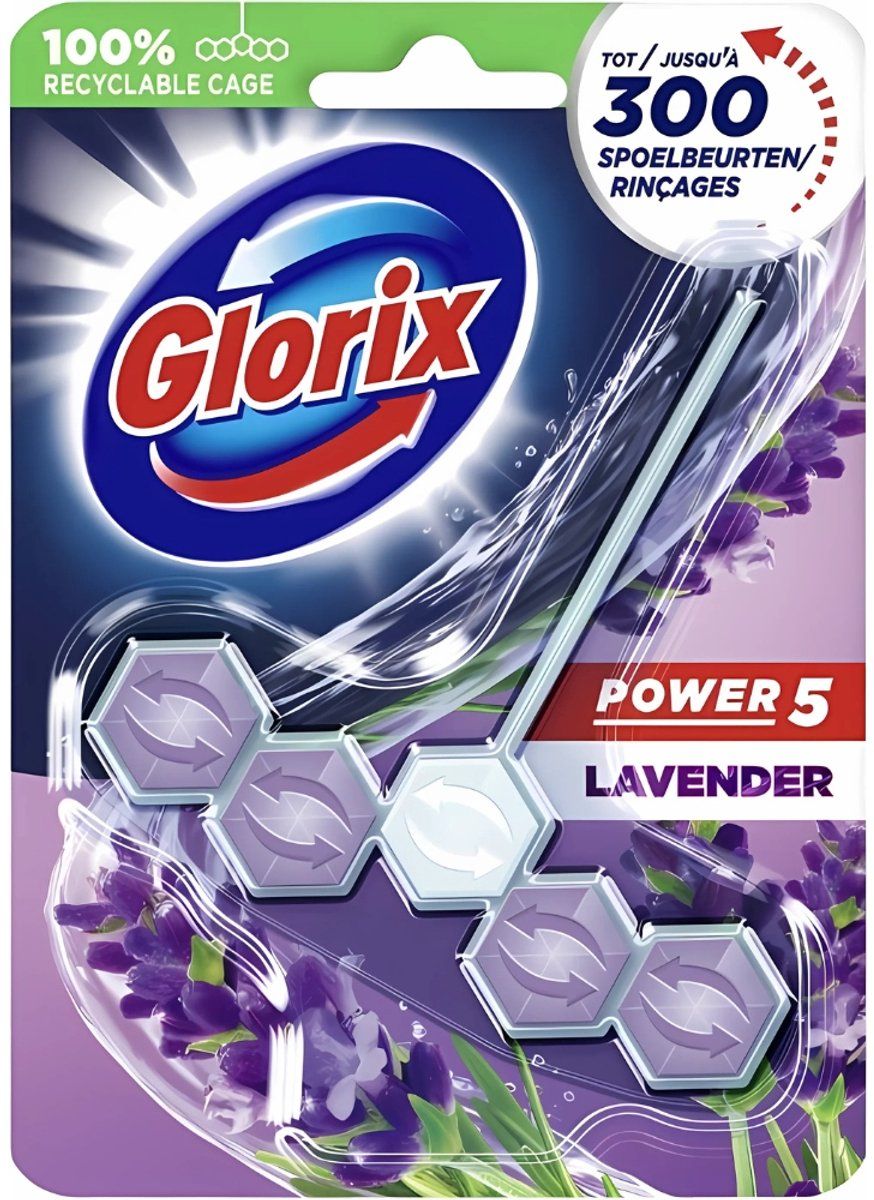 Glorix - Toiletblok - Lavendel - Verfrissende Geur - 55 G
