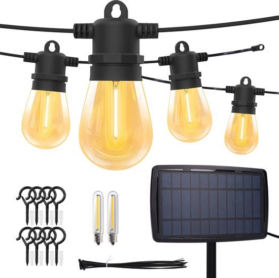 Partizzle 15m Waterdicht Lichtsnoer - Dimbaar - Led Solar Tuinverlichting 2700K Warm Wit