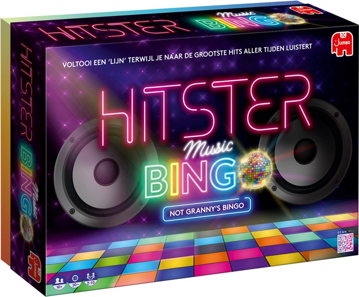 Jumbo Hitster Bingo - Nederlandstalig Partyspel - 225 muziekkaarten - Dubbelzijdig speelbord