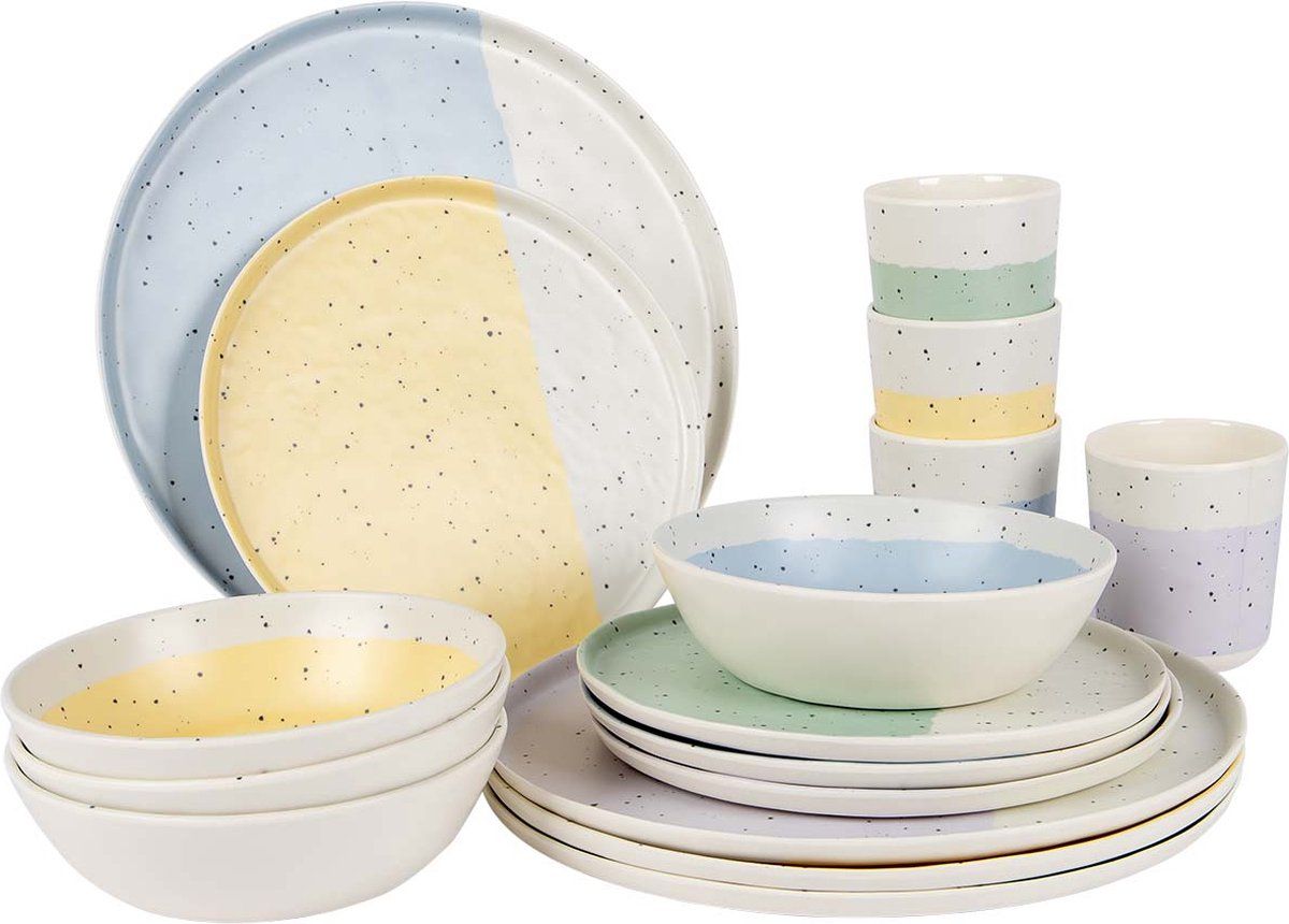 Bo-Camp Annecy - Melamine Servies - 16 Stuks - Pastel