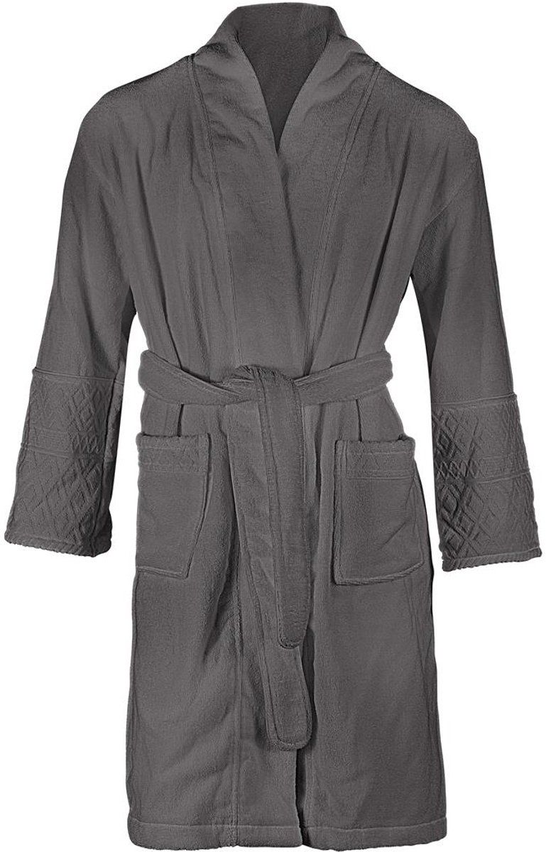 Riviera Maison Beyond - Badjas - 100% Katoen - Grijs - Xxl