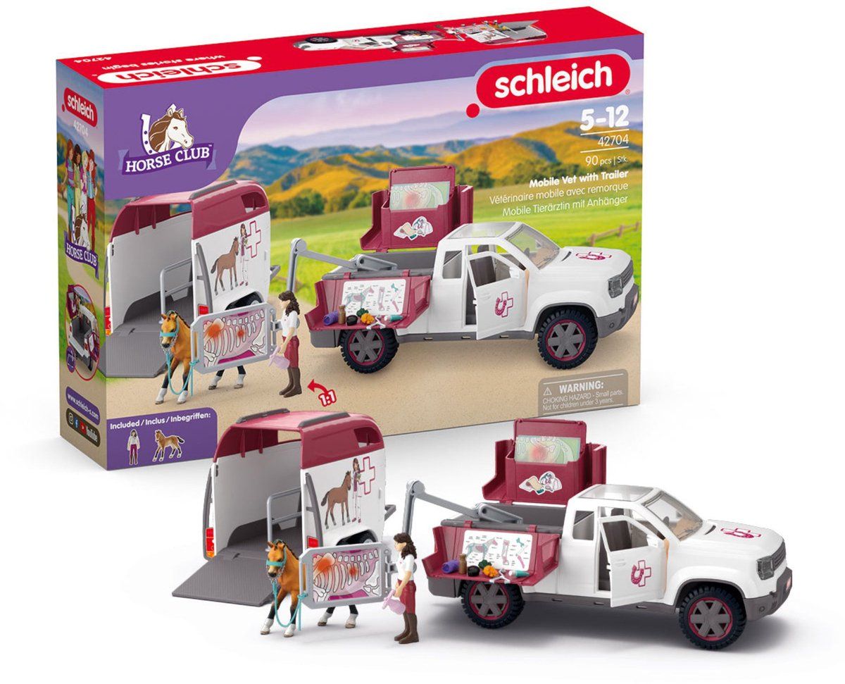 Schleich HORSE CLUB - Mobiele dierenarts met aanhanger - Inclusief röntgenapparaat