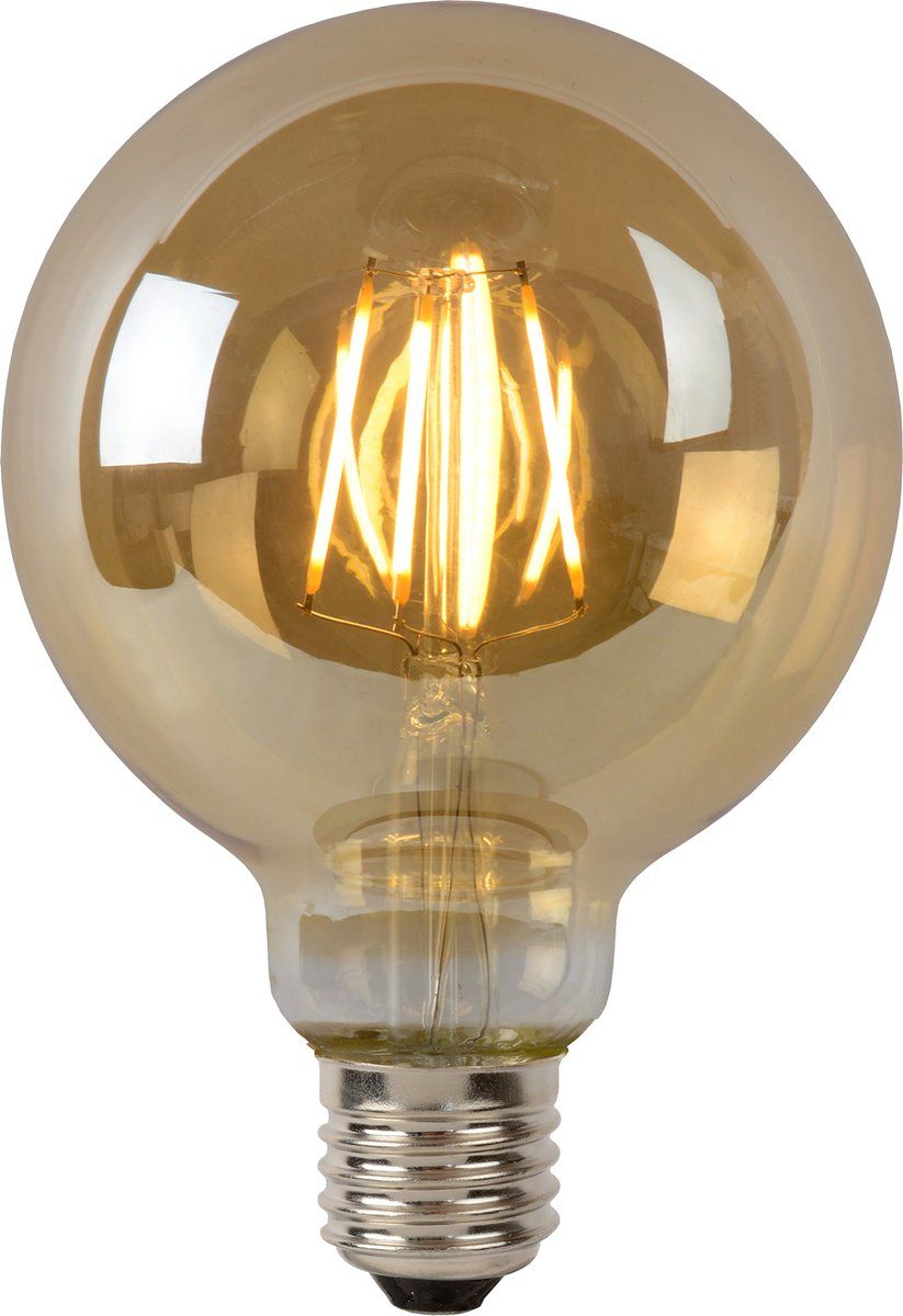 Lucide G95 - Filament Lamp - Dimbaar -Ø 9, 5 Cm - E27 - 5W 2700K - Amber